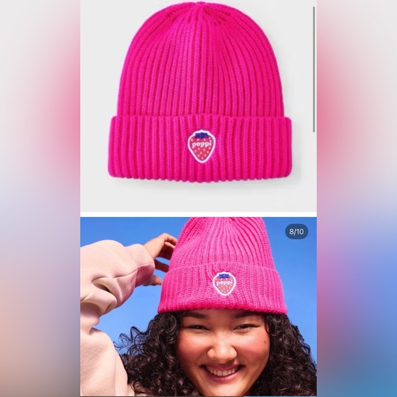 Poppi Bright Pink Strawberry Hat Beanie - Picture 7 of 7